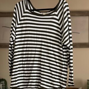 Michael Kors Hunter green & white striped lightweight sweater XL